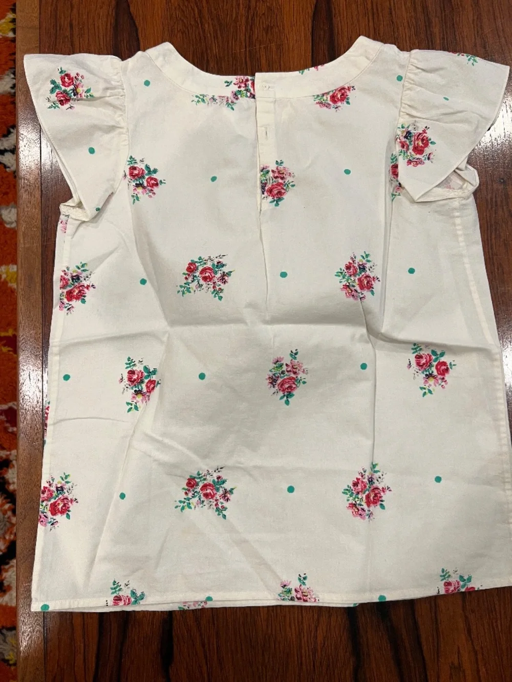 Bonpoint Girls Short-Sleeved Floral Cotton Blouse Size 12